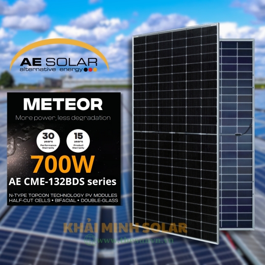 Tấm pin năng lượng mặt trời AE Solar 700W AE700CME-132BDS 