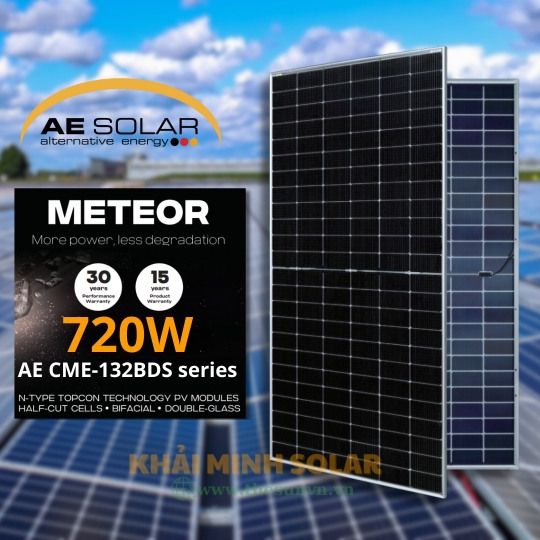 Tấm pin năng lượng mặt trời AE Solar 720W AE720CME-132BDS